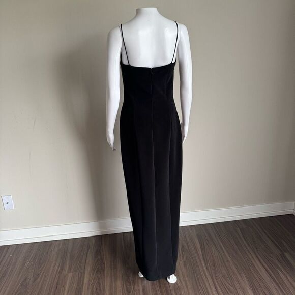 ALEX VTG 90’s Embellished Pearl Black Evening Dress With High Leg Slit - Picture 6 of 9